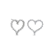 Diamond Dot Heart Earrings in 14k White Gold (3/8 ct. tw.) 