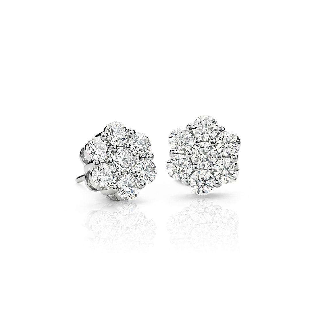 Blue Nile Signature Diamond Floral Stud Earrings in Platinum (2 1/6 ct. tw.)