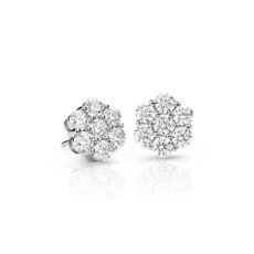 Blue Nile Signature Diamond Floral Earrings in Platinum