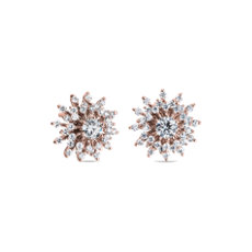 Puces d’oreilles diamants motif soleil en or rose 14 carats (1 carat, poids total)