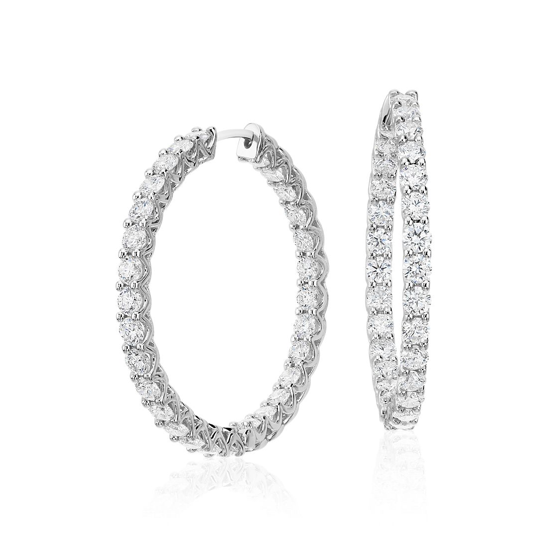 Diamond Eternity Hoop Earrings in 18k White Gold (4 3/4 ct. tw.) 