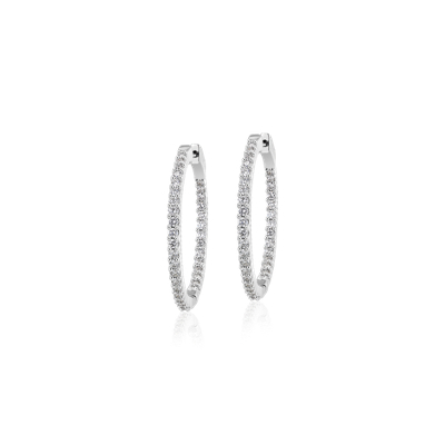 Diamond Eternity Hoop Earrings in 14k White Gold- I/I1 (1 1/2 ct. tw ...