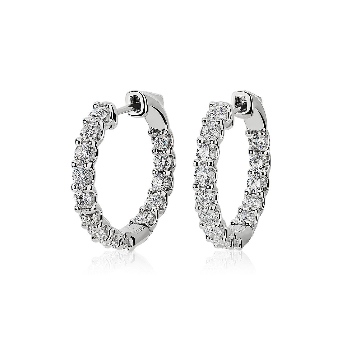 Diamond Eternity Hoop Earrings in 18k White Gold - G/SI(1.96 ct. tw.)