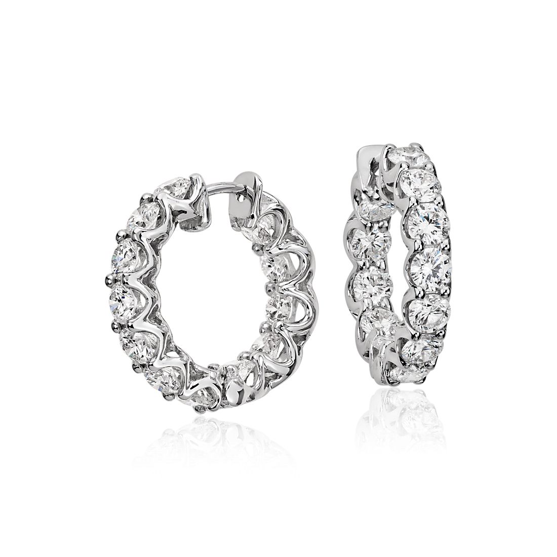 Diamond Eternity Hoop Earrings in 18k White Gold (3 ct. tw.)