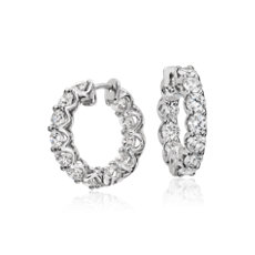 Diamond Eternity Hoop Earrings in 18k White Gold (3 ct. tw.)