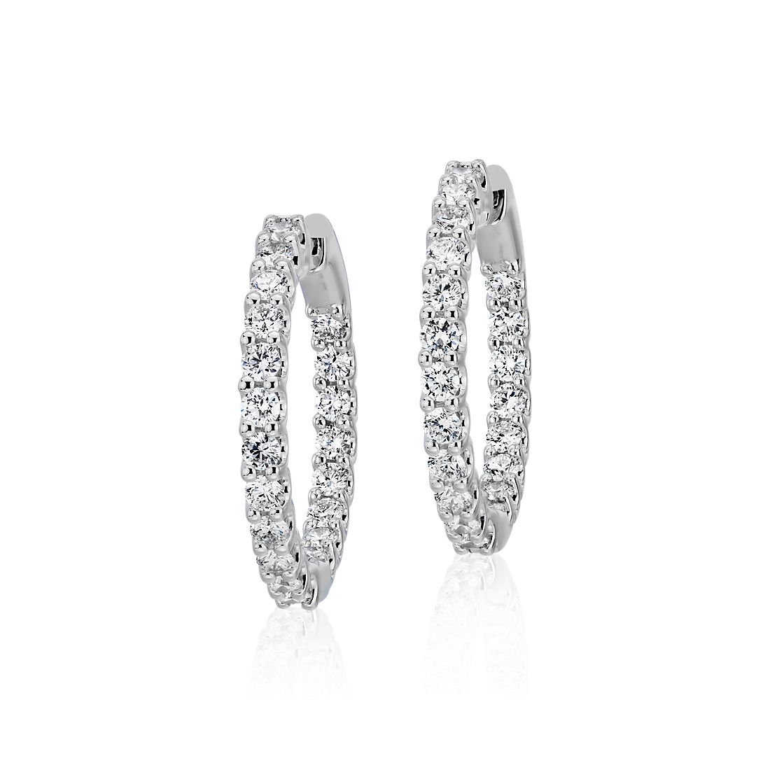 Diamond Eternity Hoop Earrings in 18k White Gold - G/SI (1.48 ct. tw.)