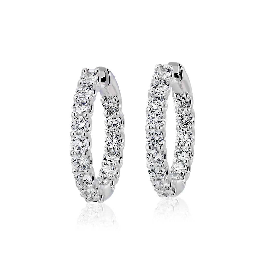 Diamond Eternity Hoop Earrings in 18k White Gold - G/SI(2.84 ct. tw.)