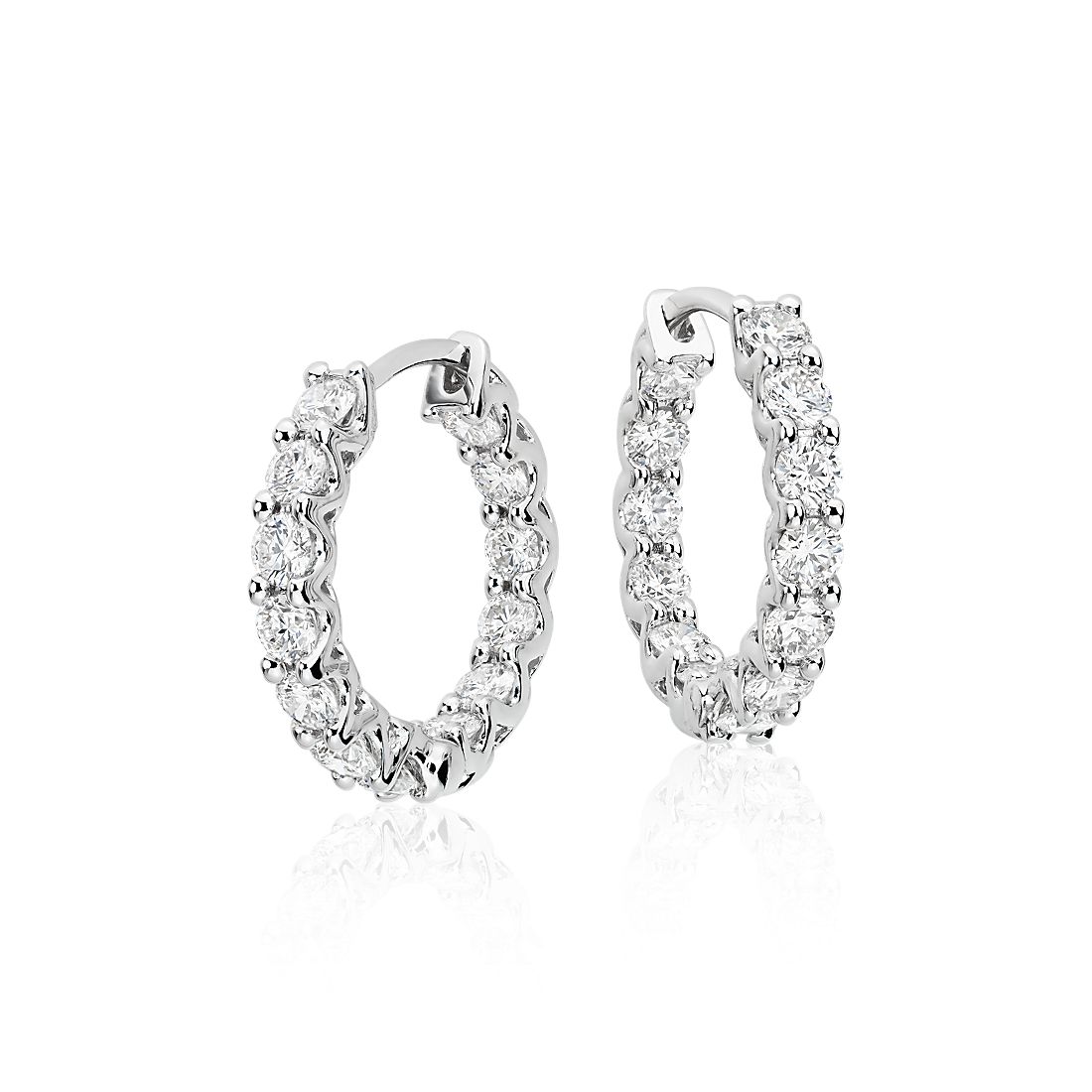 Diamond Eternity Hoop Earrings in 18k White Gold (1 3/4 ct. tw.)