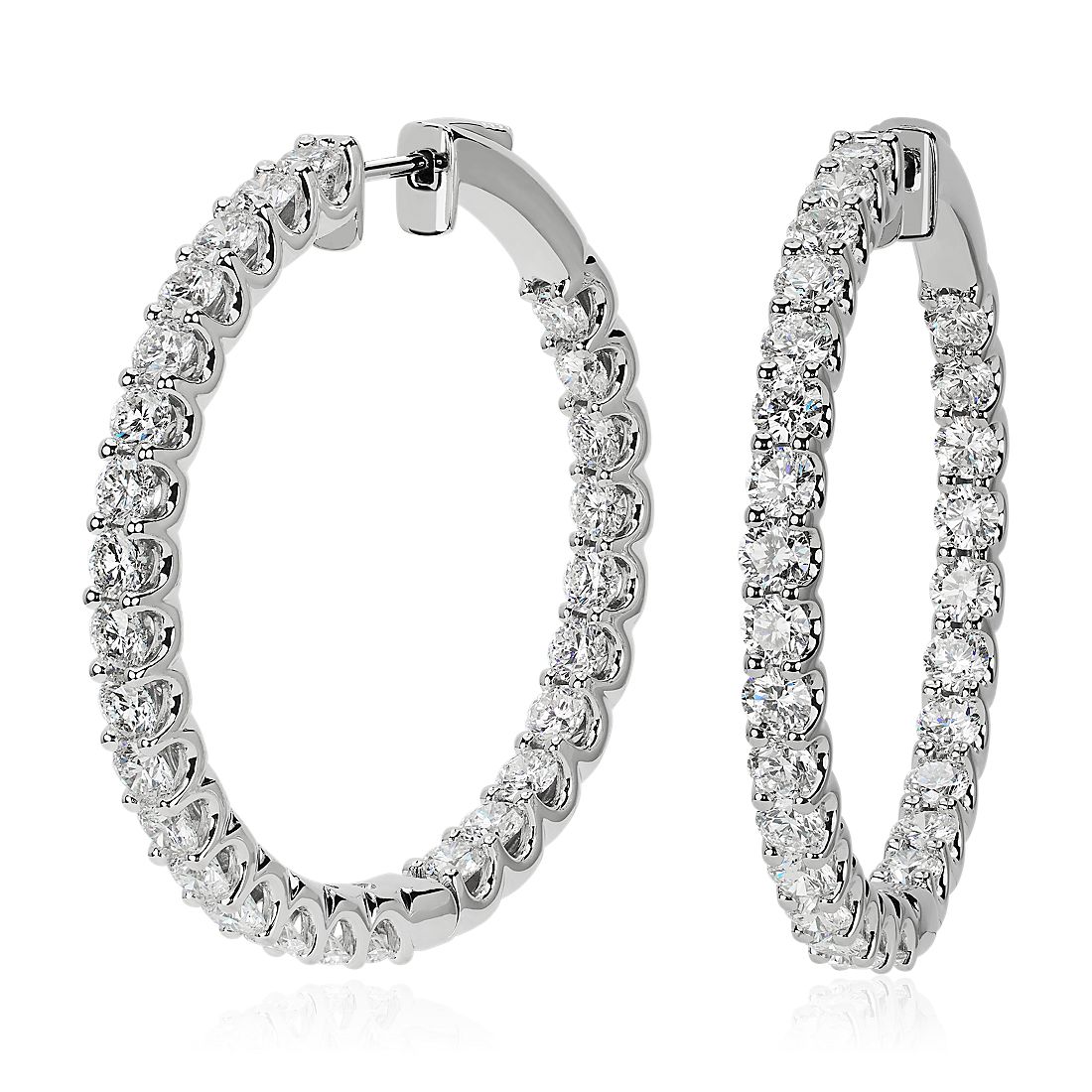 Diamond Eternity Hoop Earrings in 18k White Gold (10 ct. tw.)- G/SI