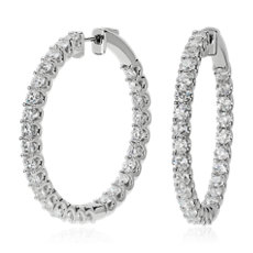 NEW Diamond Eternity Hoop Earrings in 18k White Gold (10 ct. tw.)- G/SI