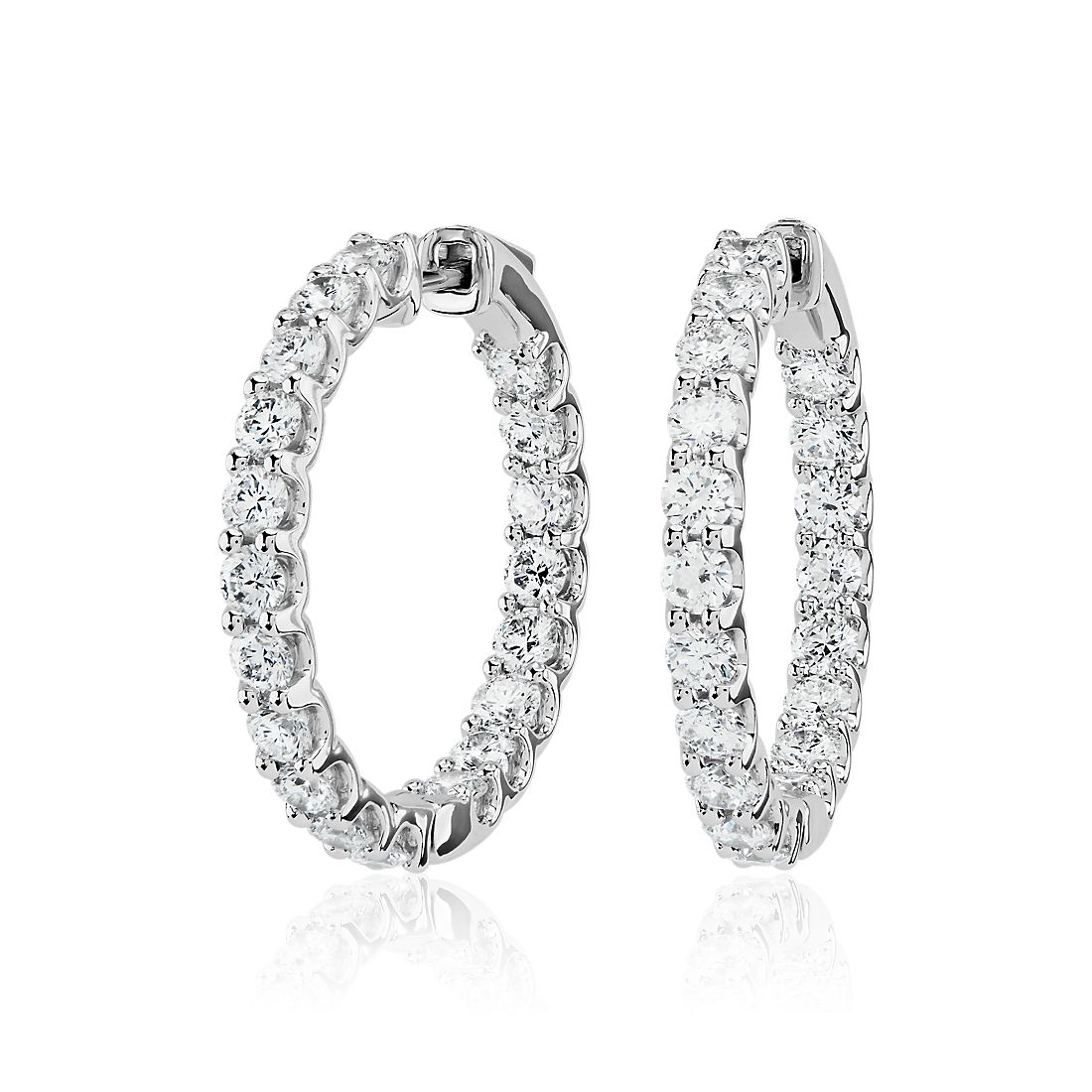 Diamond Eternity Hoop Earrings in 18k White Gold - G/SI​(5.01 ct. tw.)