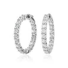 NEW Diamond Eternity Hoop Earrings in 18k White Gold - G/SI​(5.01 ct. tw.)