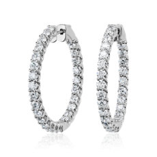 NEW Diamond Eternity Hoop Earrings in 18k White Gold (6.96 ct. tw.)