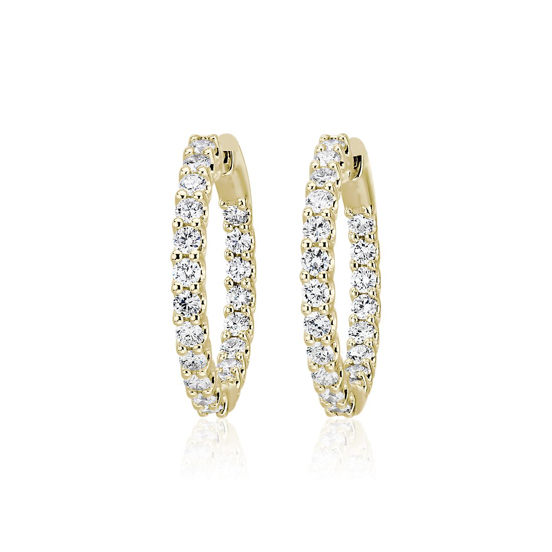 Diamond Eternity Hoop Earrings in 18k Yellow Gold (1 1/2 ct. tw.) G/SI