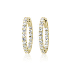 NEW Diamond Eternity Hoop Earrings in 18k Yellow Gold (1 1/2 ct. tw.) G/SI