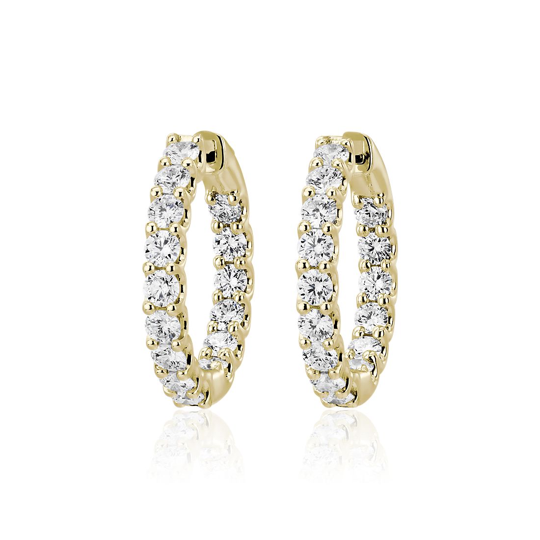 Diamond Eternity Hoop Earrings in 18k Yellow Gold (2 7/8 ct. tw.) G/SI