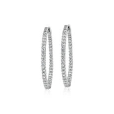 Diamond Eternity Hoop Earrings in 14k White Gold- I/I1 (3.03 ct. tw.)