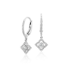 Petite Diamond Floral Drop Earrings in 14k White Gold (1/4 ct. tw.)