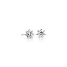 Petite Diamond Floral Stud Earring in 14k White Gold (0.41ct. tw.)