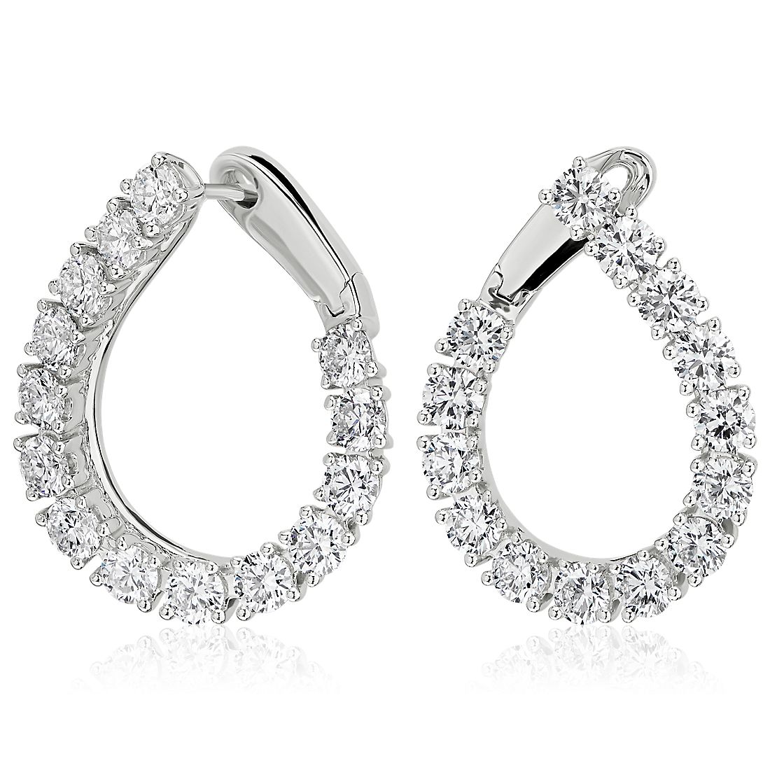 Diamond Front-Back Pear Shape Hoop Earrings in 18k White Gold (5.40 ct. tw.)