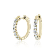 NEW Diamond Front Facing Hoop Earrings in 18k Yellow Gold (1 ct. tw.) G/SI