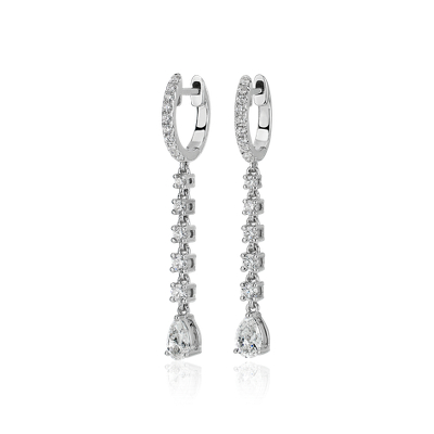 Diamond Graduating Drop Earrings in 14k White Gold (3/8 ct. tw.)