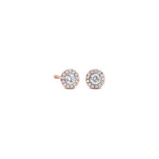 Diamond Halo Stud Earrings in 14k Rose Gold (0.23 ct. tw.)