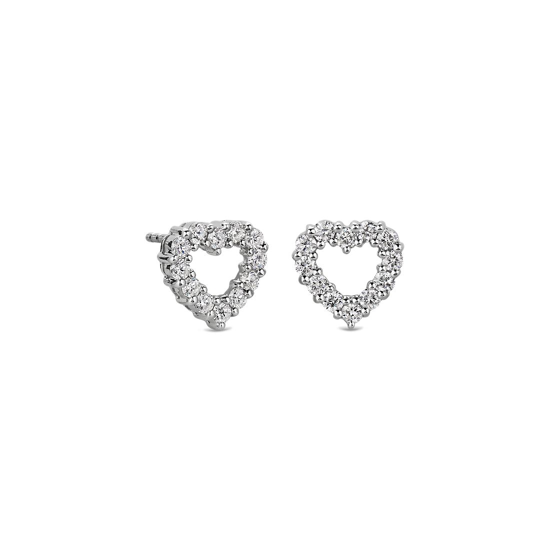 Diamond Heart Earrings in 14k White Gold (0.48 ct. tw.)