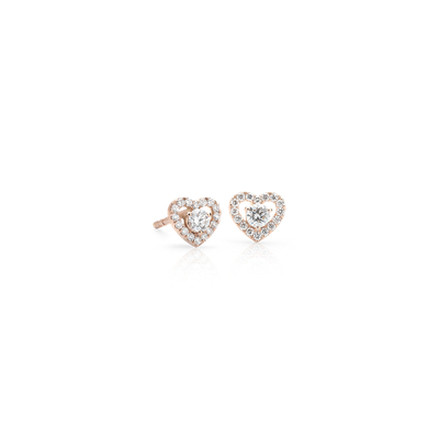 Pave heart stud earrings