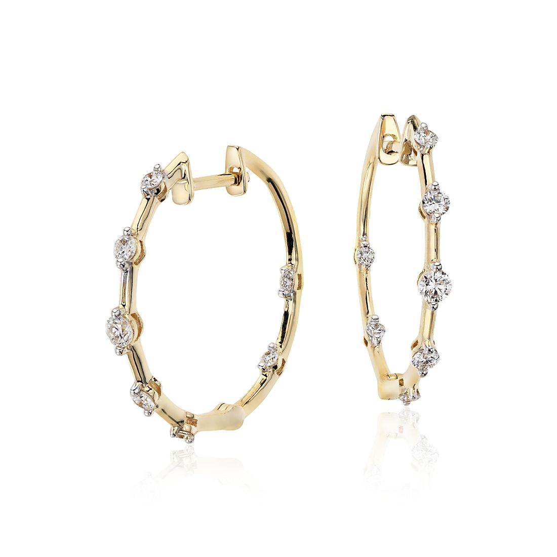 Blue Nile Studio Diamond Hoop Earrings 18k Yellow Gold (3/8 ct. tw.)
