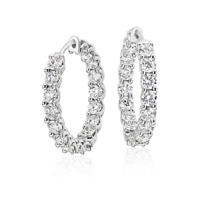 Diamond Eternity Hoop Earrings in 18k White Gold (5 ct. tw.) | Blue Nile