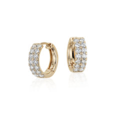 Double Row Diamond Huggie Hoop Earrings in 14k Yellow Gold (0.72 ct. tw.)