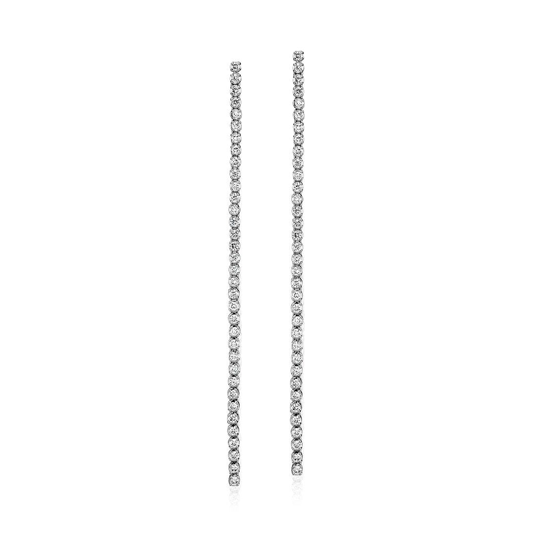 Diamond Long Linear Drop Earrings in 14k White Gold (1 ct. tw.)