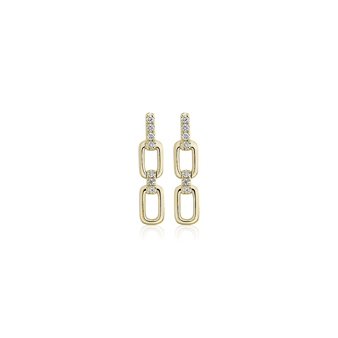 Diamond Link Drop Earrings in 14k Yellow Gold