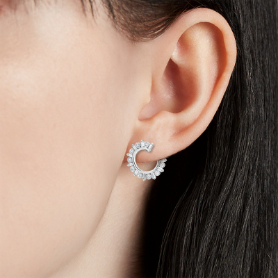 Diamond Open Circle Hoop Earrings in 14k White Gold (3/4 ct. tw.)
