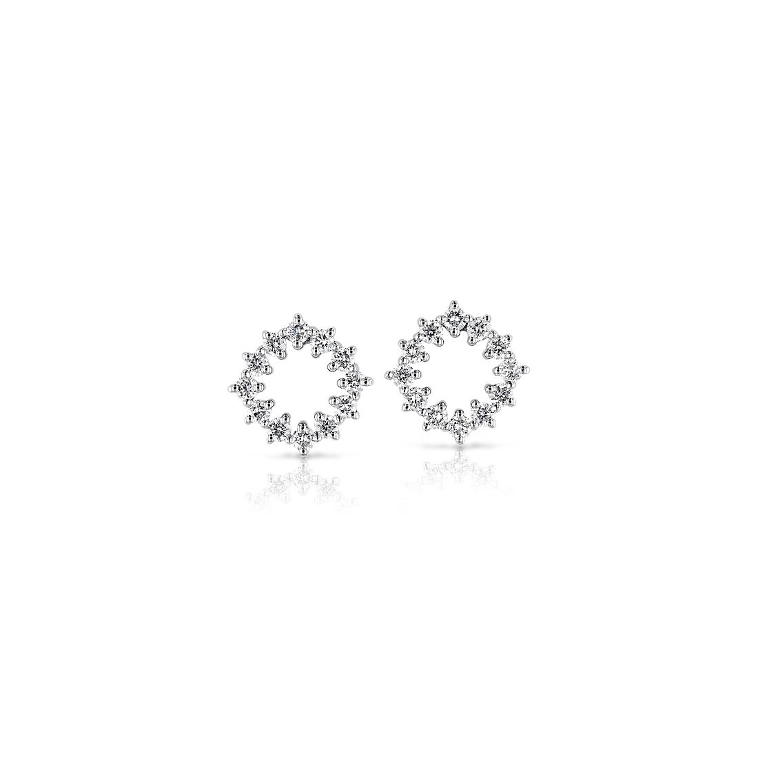 Diamond Open Cushion-shaped Pavé Stud Earrings in 14k White Gold (1/4 ct. tw.)