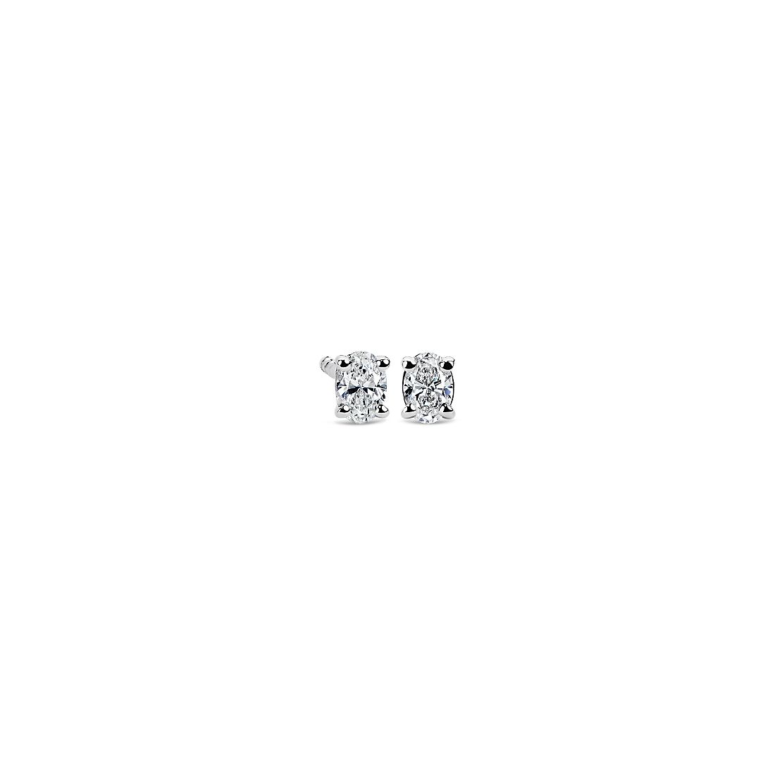 14k White Gold Four-Claw Oval Diamond Stud Earrings (0.23 ct. tw.)