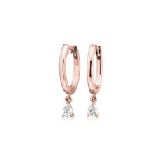 NEW Diamond Pear Drop Huggie Hoop Earrings in 14k Rose Gold (0.23 ct. tw.)