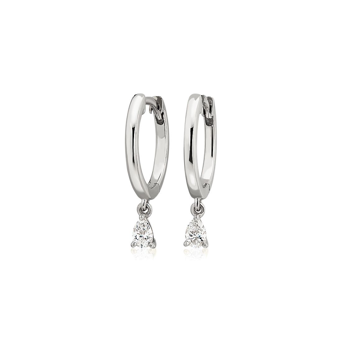 Diamond Pear Huggie Hoop Earrings in 14k White Gold (1/4 ct. tw.)