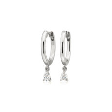 NEW Diamond Pear Huggie Hoop Earrings in 14k White Gold (1/4 ct. tw.)