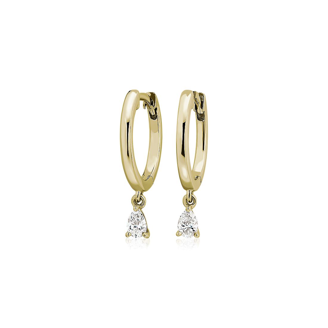 Diamond Pear Huggie Hoop Earrings in 14k Yellow Gold (1/4 ct. tw.)