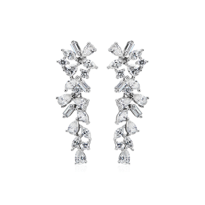Diamond Petal Drop Earrings in 14k White Gold (1 1/2 ct. tw.) | Blue Nile