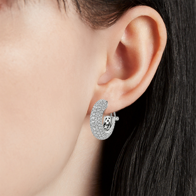 Diamond Rollover Hoop Earrings in 14k White Gold (4 3/4 ct. tw.)