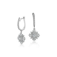 Diamond Starburst Drop Earring in 14k White Gold (1 ct. tw.)