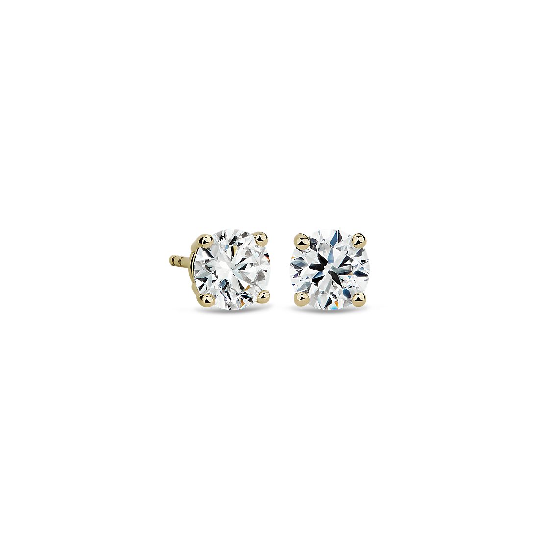 2mm Each Round Simulated Diamond Earring 14K Yellow Gold Stud Earring Aprx .10 Carat Total Weight Set on Stamping Setting & Friction Style Post 
