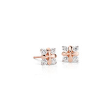Aretes de diamantes con pétalos de rosa de Studio de Blue Nile en oro rosado de 18 k (3/8 qt. total)