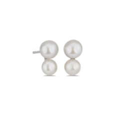 Double Freshwater Cultured Pearl Stud Earring in Sterling Silver
