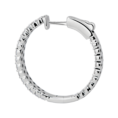 Double Row Eternity Hoop Earrings in 14k White Gold (2 1/2 ct. tw.)