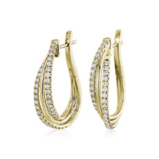 Double Row Diamond Hoop Earrings in 14k Yellow Gold (3/4 ct. tw.)