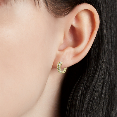 Double Row Diamond Huggie Hoop Earrings in 14k Yellow Gold (0.10 ct. tw.)